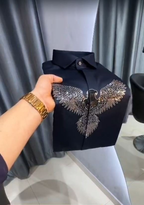 The Imperial Eagle Crystal-Embellished Luxury Black Shirt – Signature Collection Limited Edition