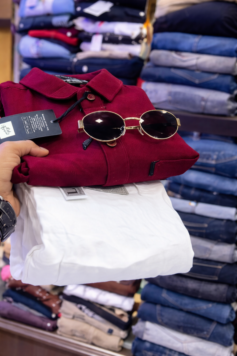 The Riviera Royale Burgundy Knit Polo & Tailored Chalk-White Trousers Ensemble – Exclusive Boutique Signature Collection