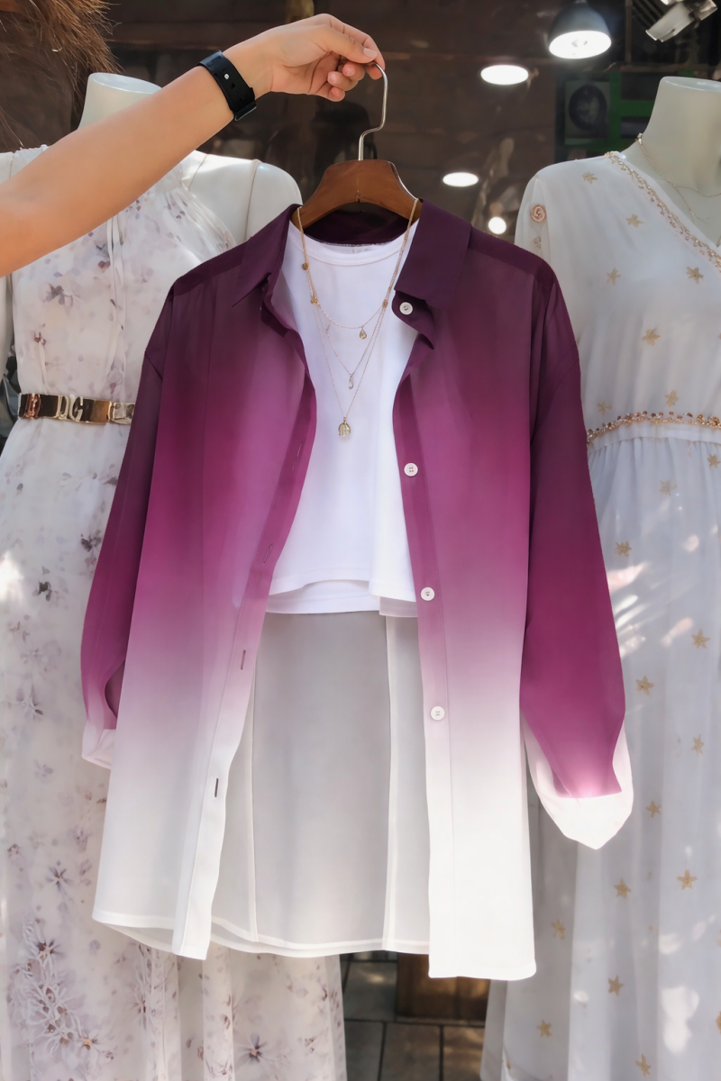 The Sunset Ombré Sheer Organza Luxury Shirt Layers – Exclusive Signature Collection