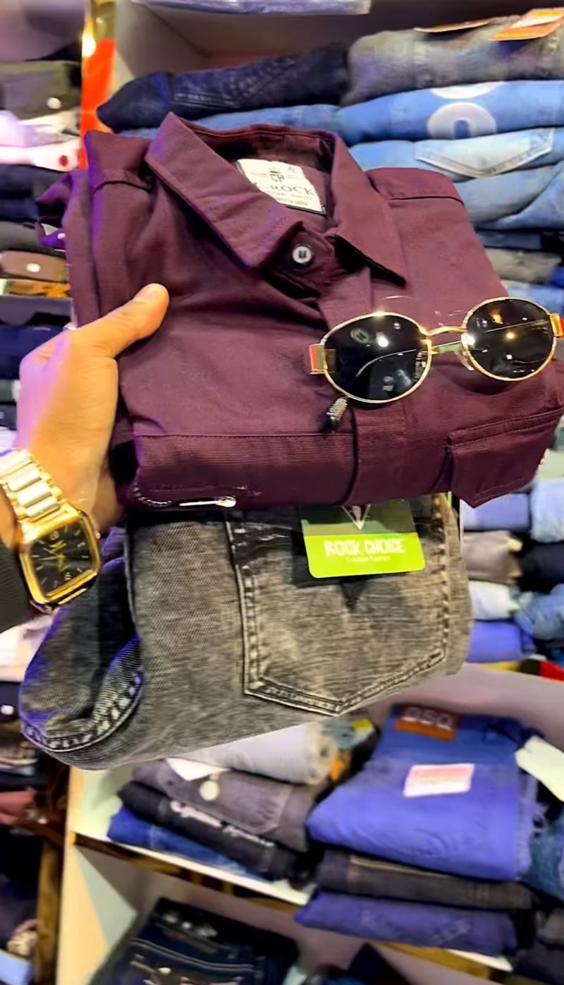 The Tuscan Plum Premium Utility Shirt & Acid-Wash Denim Ensemble – Exclusive Boutique Signature Collection