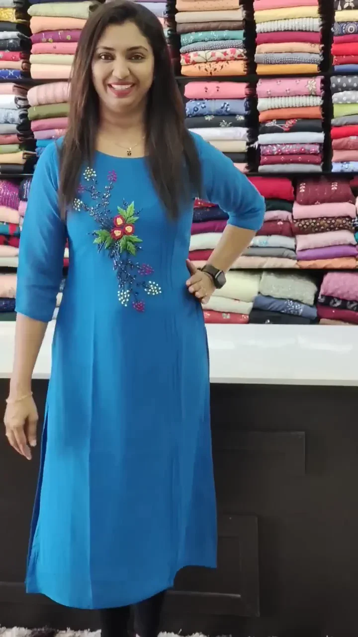 The Cerulean Grace Hand-Embellished Luxury Kurti – Exclusive Boutique Signature Collection